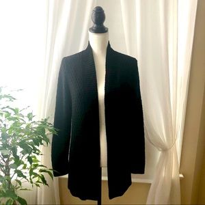 Talbots Black Open-Front Knit Cardigan